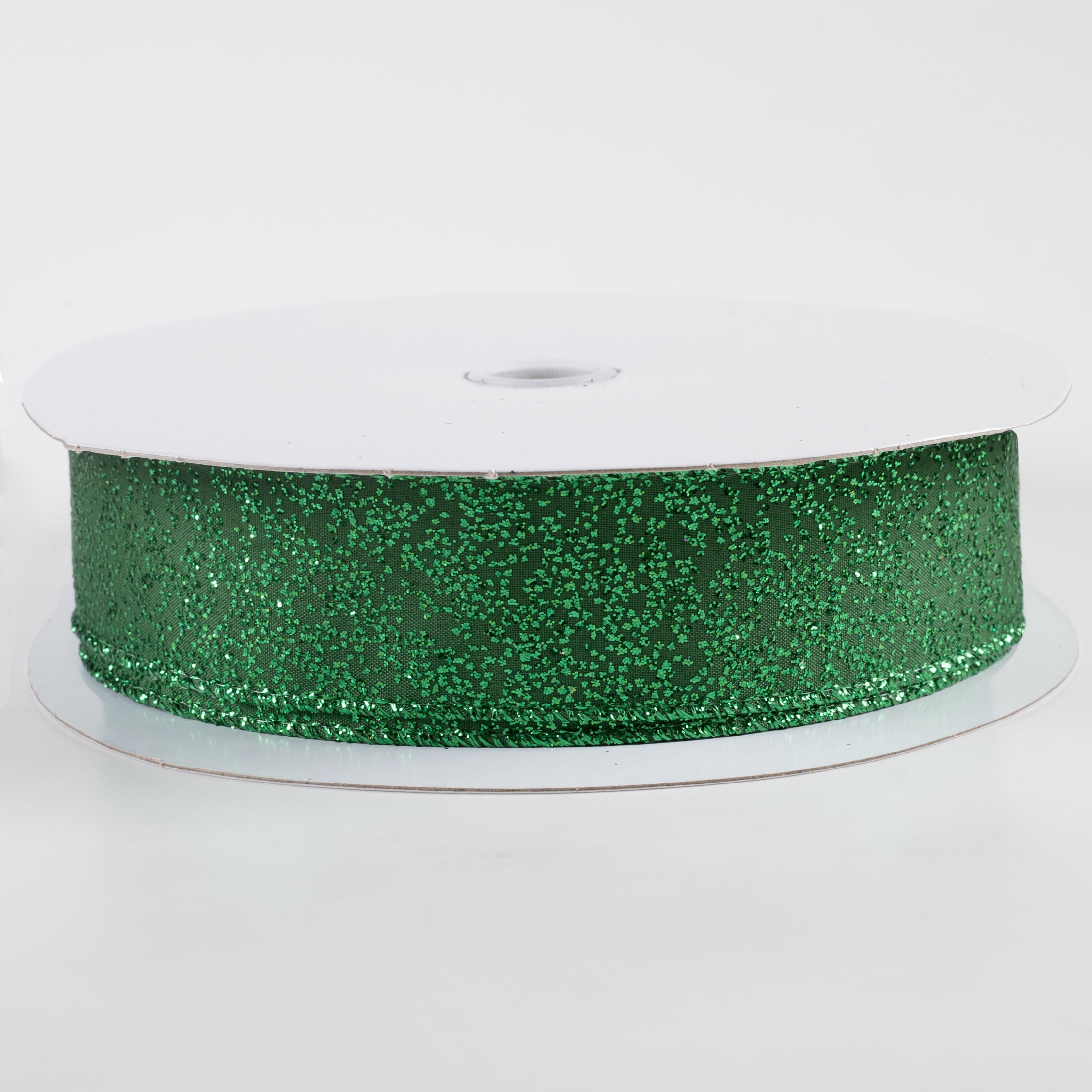 1.5" Mini Glitter Dots Ribbon: Emerald Green (50 Yards)