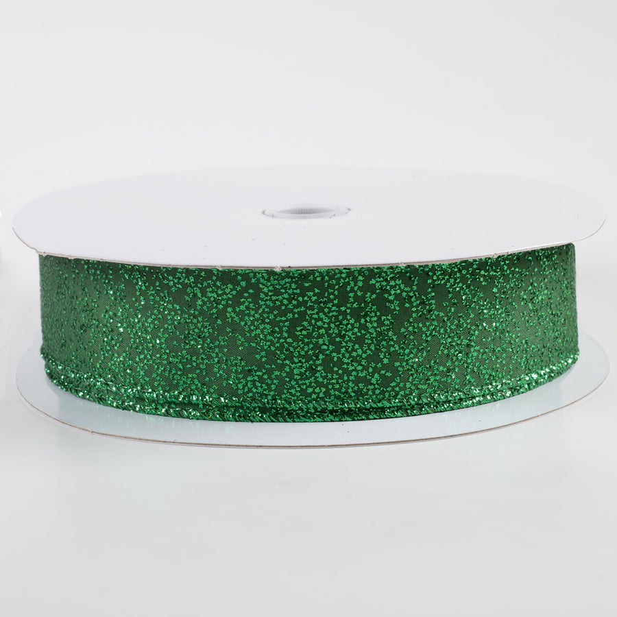 1.5" Mini Glitter Dots Ribbon: Emerald Green (50 Yards)
