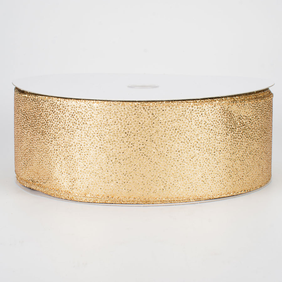 2.5" Mini Glitter Dots Ribbon: Gold (50 Yards)