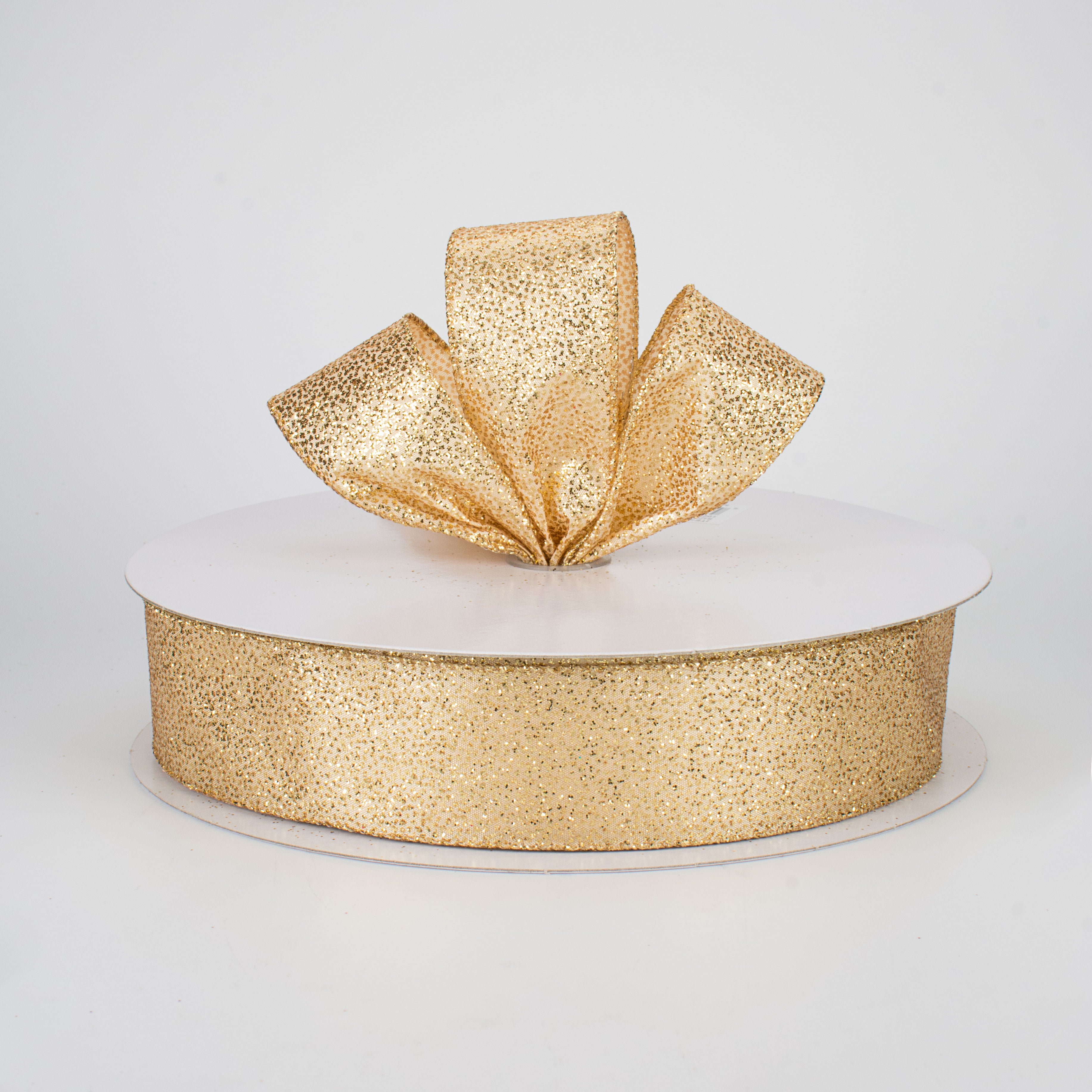 1.5" Mini Glitter Dots Ribbon: Gold (50 Yards) Lifestyle Photo