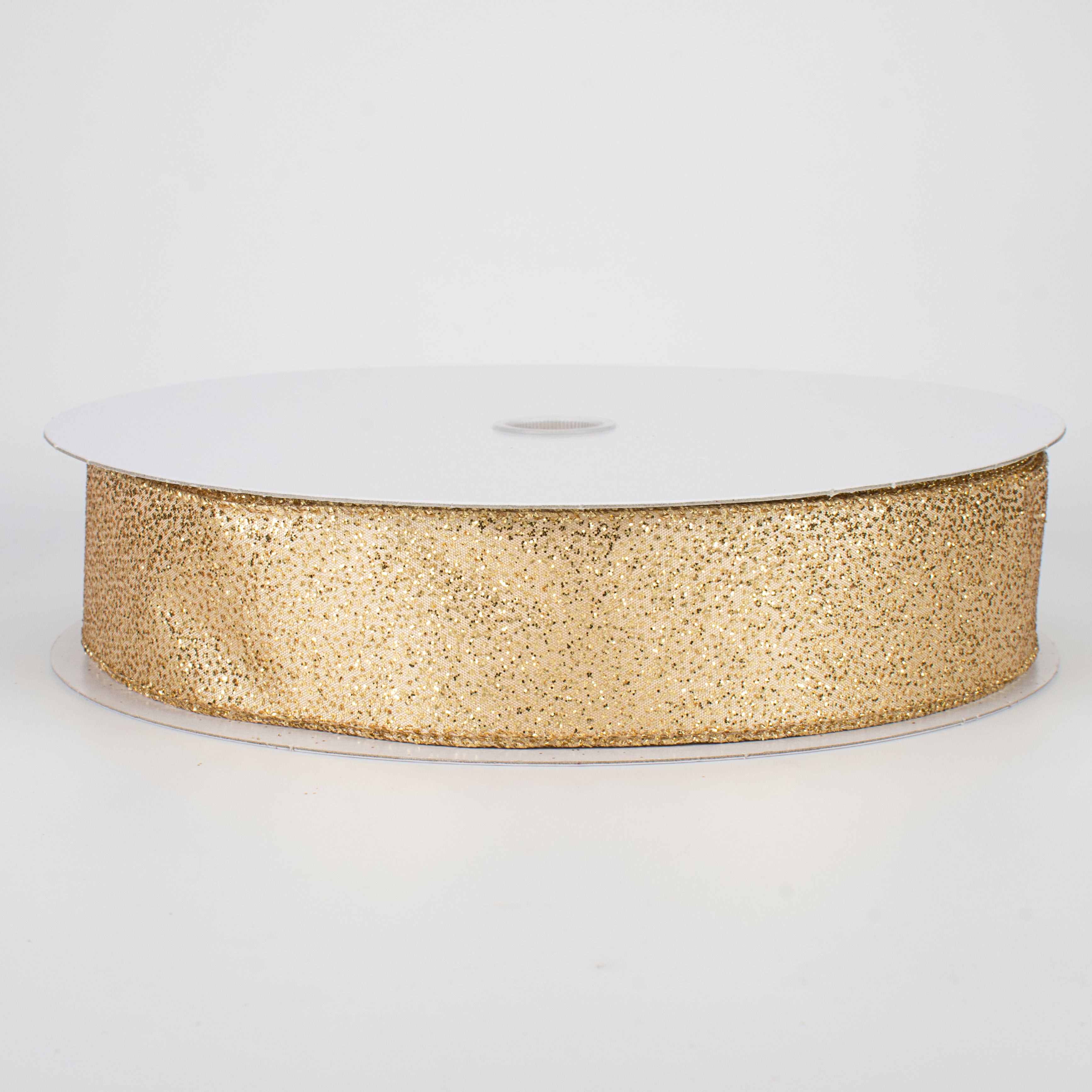 1.5" Mini Glitter Dots Ribbon: Gold (50 Yards)