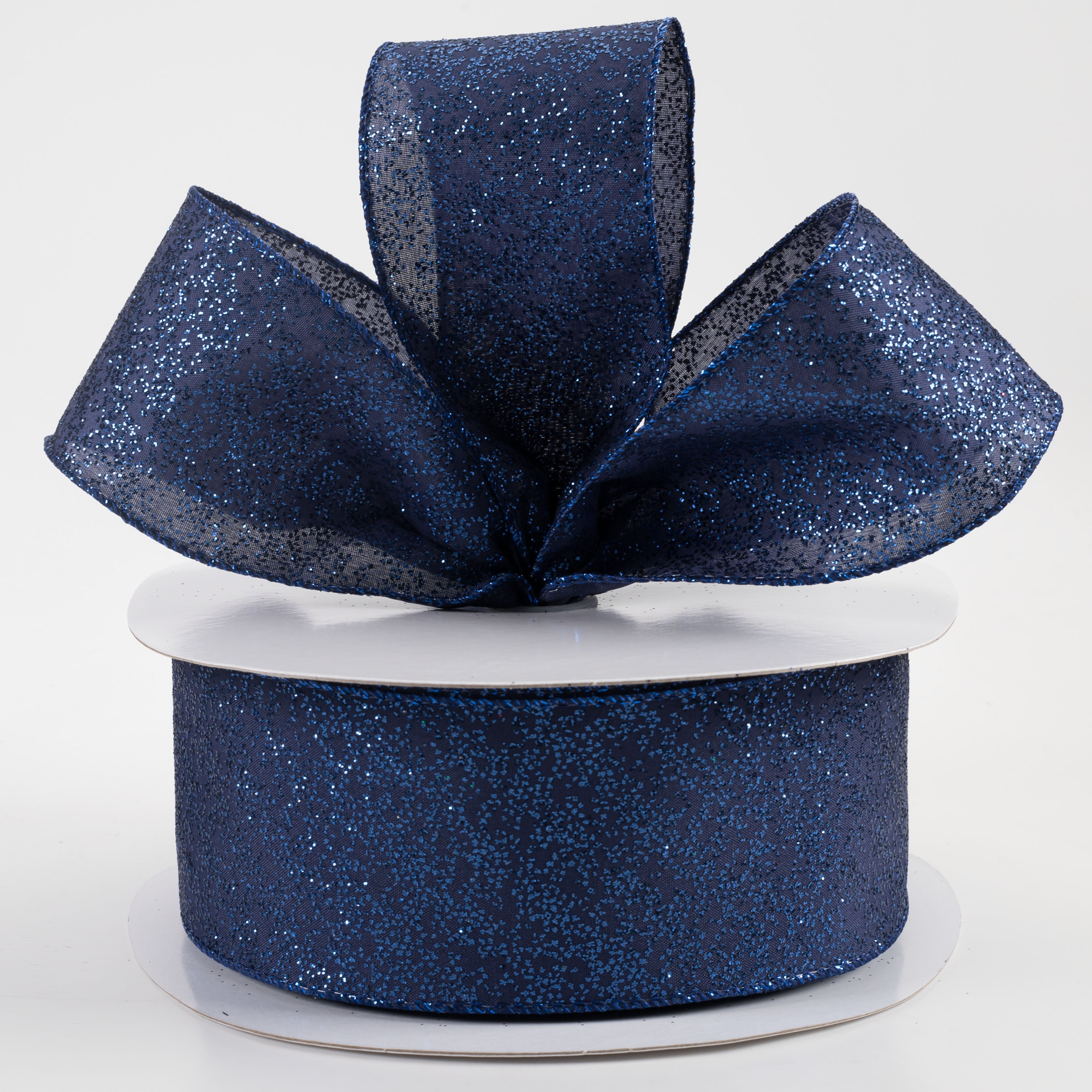 2.5" Mini Glitter Dots Ribbon: Navy (50 Yards) Lifestyle Photo