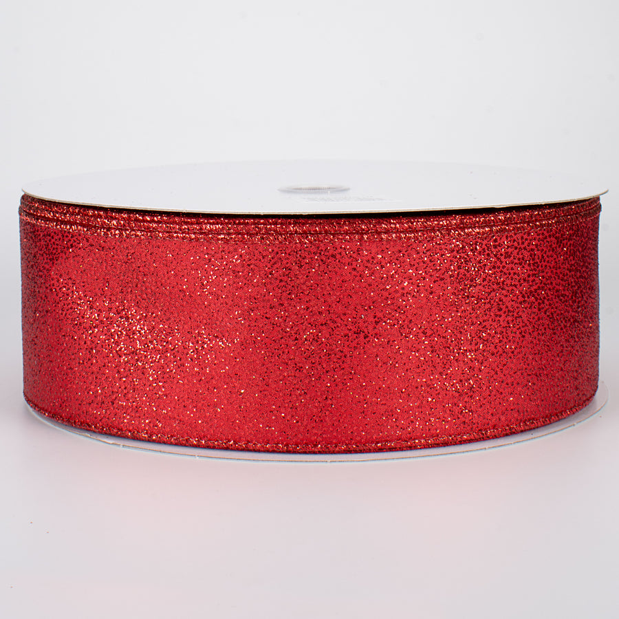 2.5" Mini Glitter Dots Ribbon: Red (50 Yards)