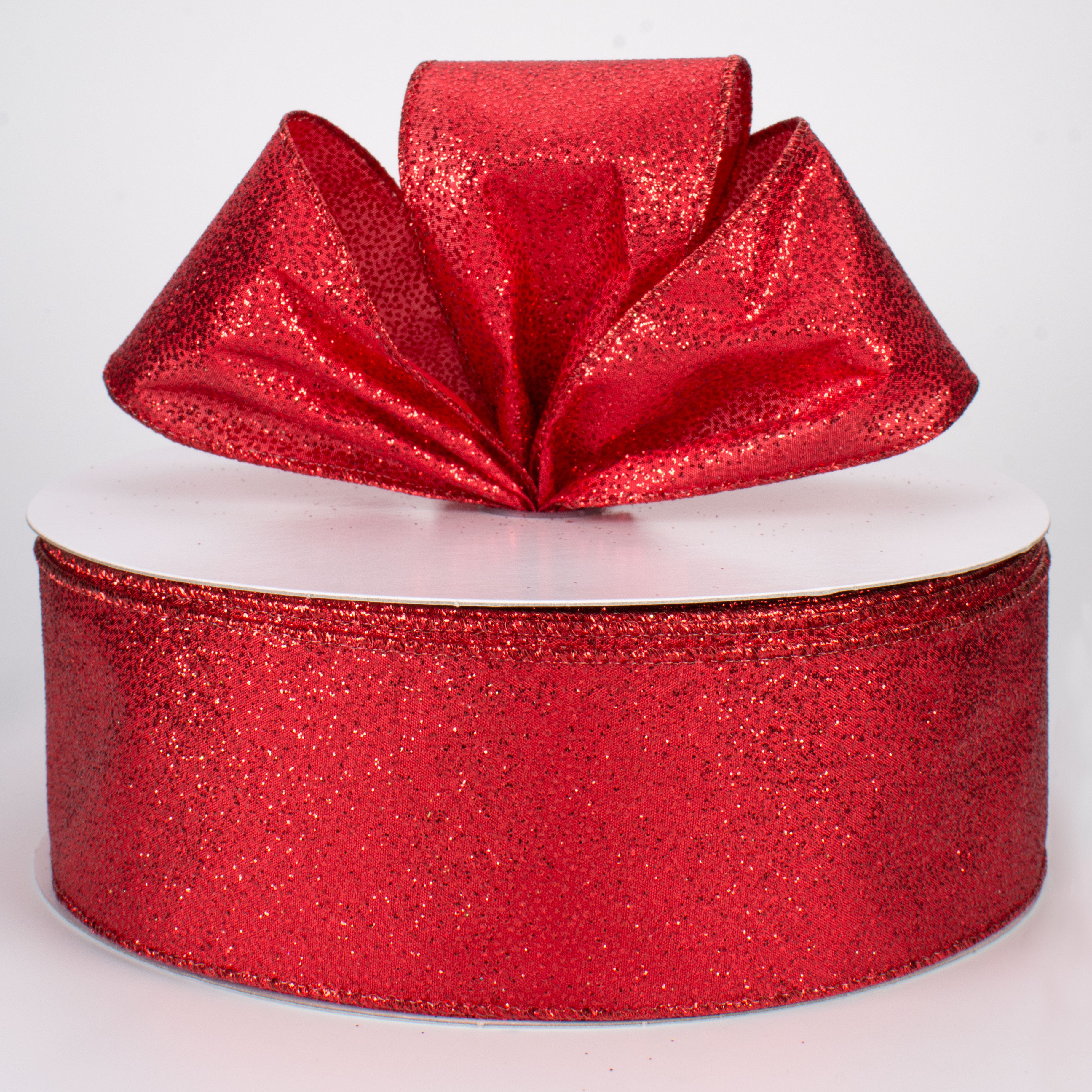 2.5" Mini Glitter Dots Ribbon: Red (50 Yards) Lifestyle Photo