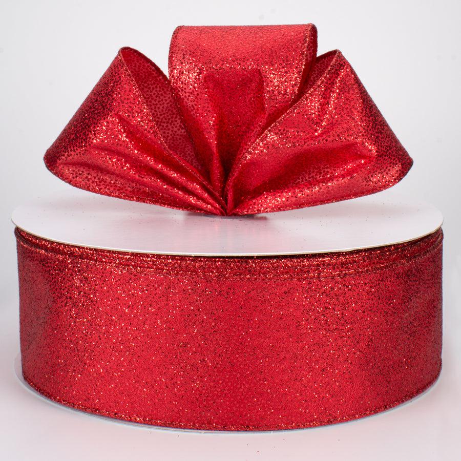 2.5" Mini Glitter Dots Ribbon: Red (50 Yards) Lifestyle Photo