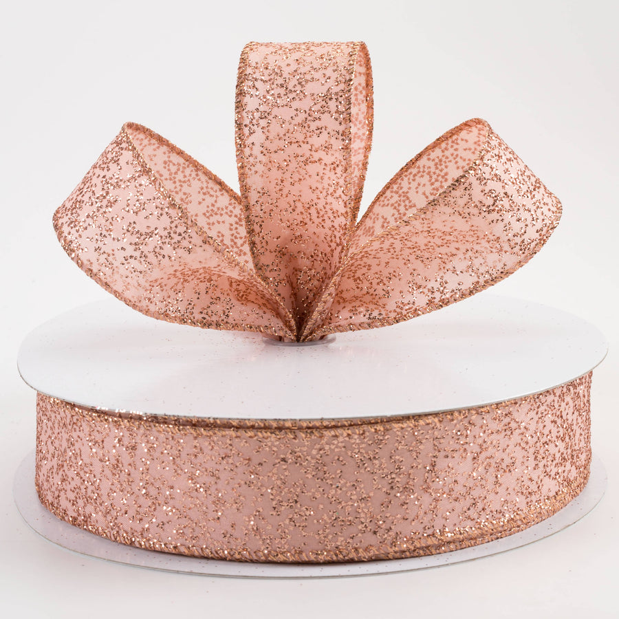 1.5" Mini Glitter Dots Ribbon: Rose Gold (50 Yards) Lifestyle Photo