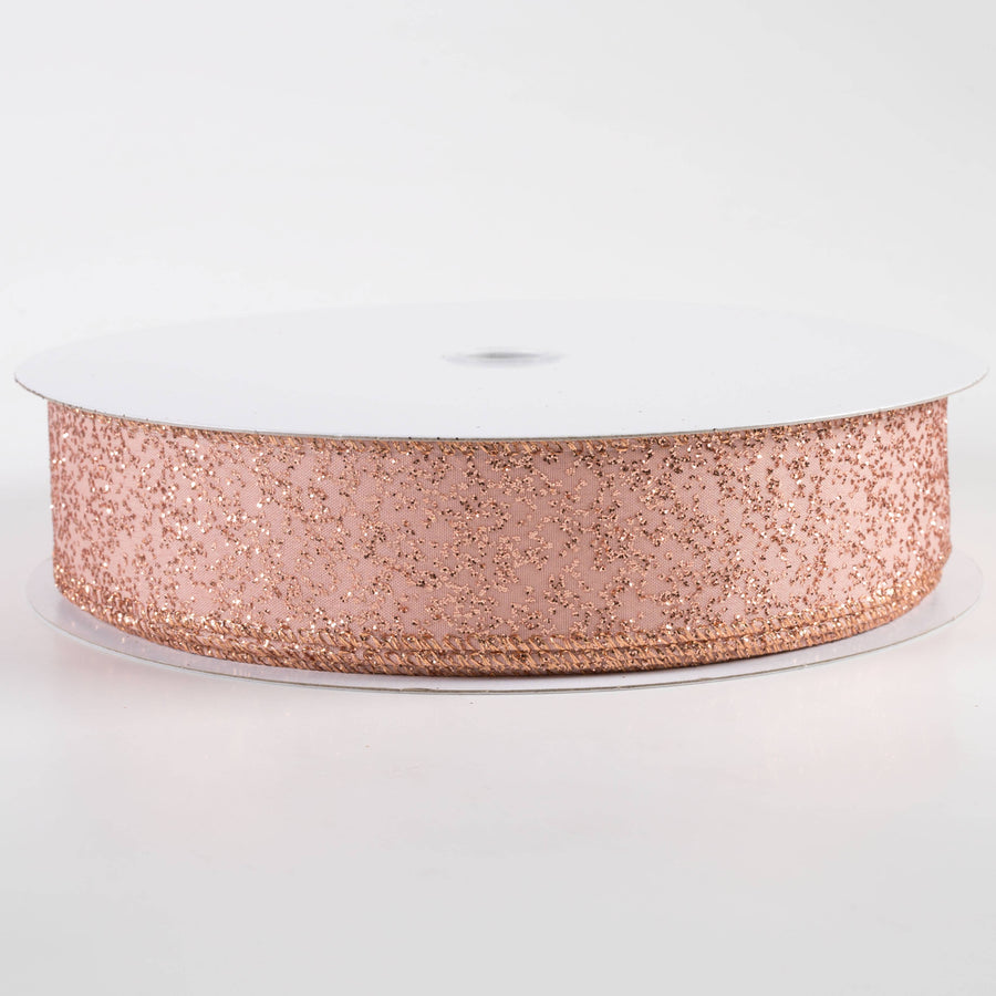 1.5" Mini Glitter Dots Ribbon: Rose Gold (50 Yards)