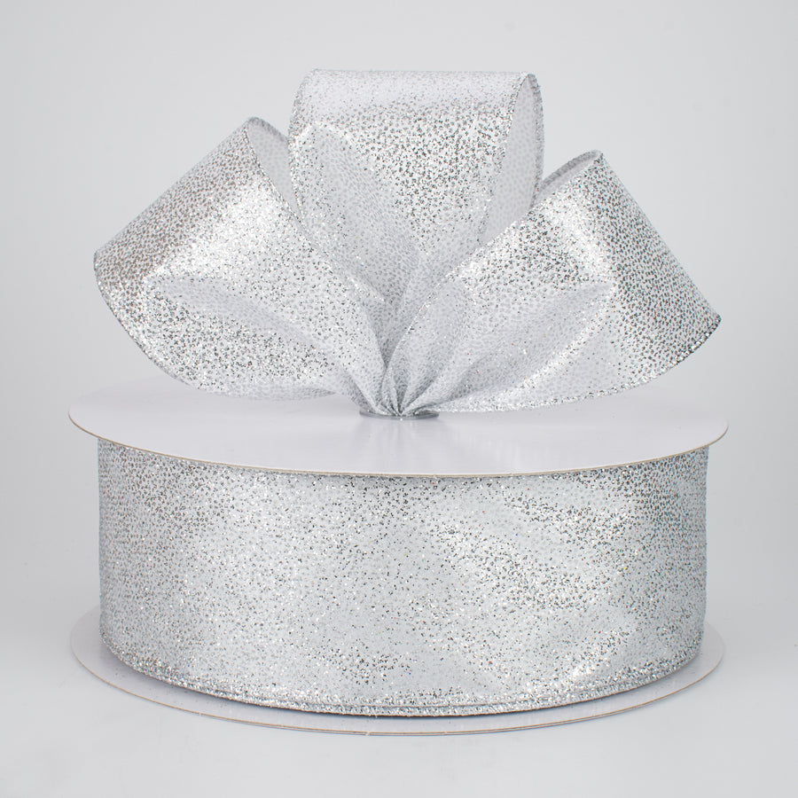 2.5" Mini Glitter Dots Ribbon: Silver (50 Yards) Lifestyle Photo