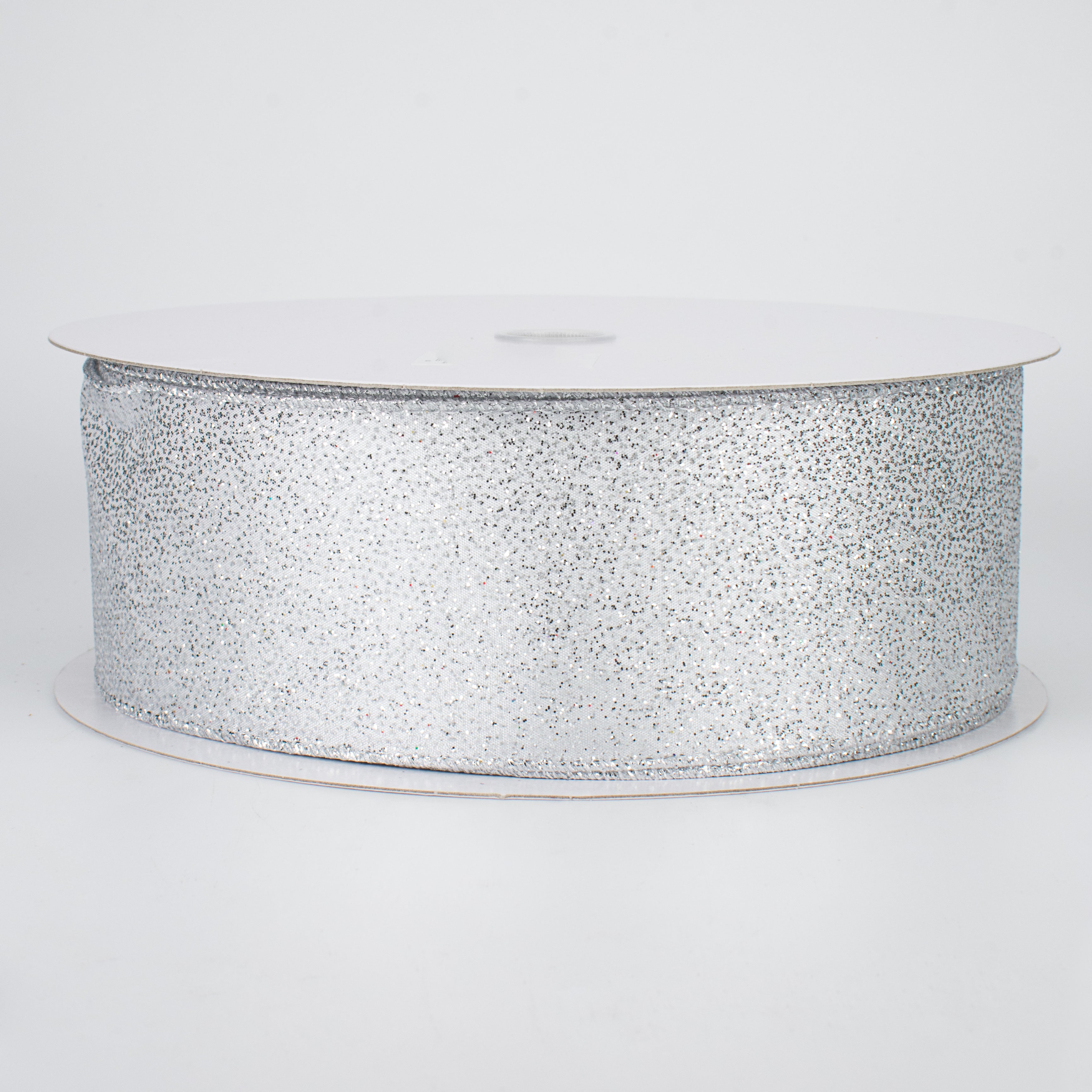 2.5" Mini Glitter Dots Ribbon: Silver (50 Yards)