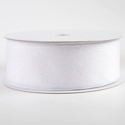 2.5" Mini Glitter Dots Ribbon: White Iridescent (50 Yards)