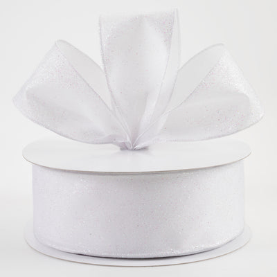 2.5" Mini Glitter Dots Ribbon: White Iridescent (50 Yards) Lifestyle Photo