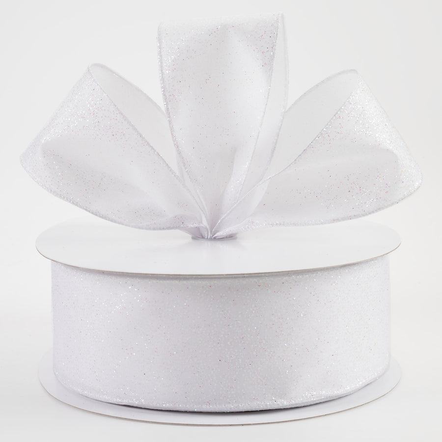 2.5" Mini Glitter Dots Ribbon: White Iridescent (50 Yards) Lifestyle Photo