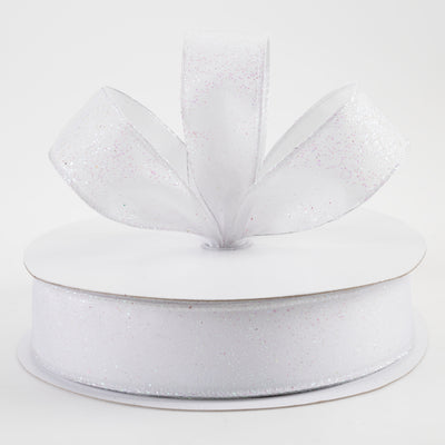 1.5" Mini Glitter Dots Ribbon: White Iridescent (50 Yards) Lifestyle Photo
