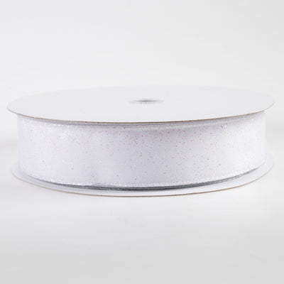 1.5" Mini Glitter Dots Ribbon: White Iridescent (50 Yards)