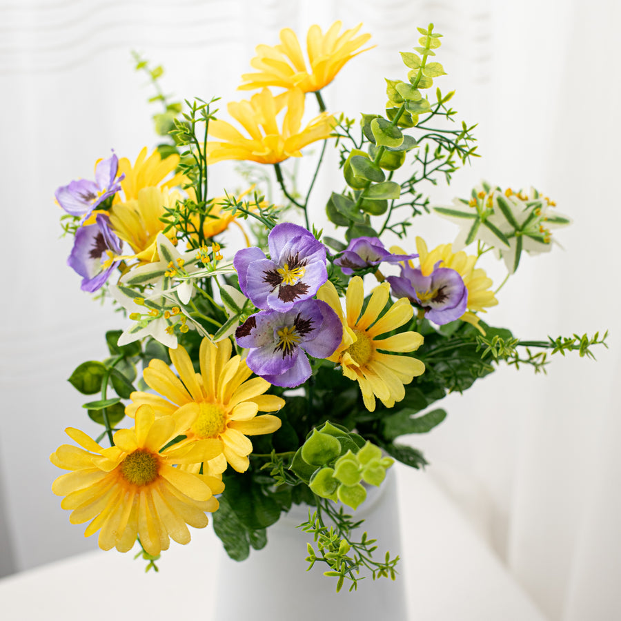 18" Mini Pansy Daisy Mix Bush: Purple & Yellow (12) Item Number: 63521YWPU