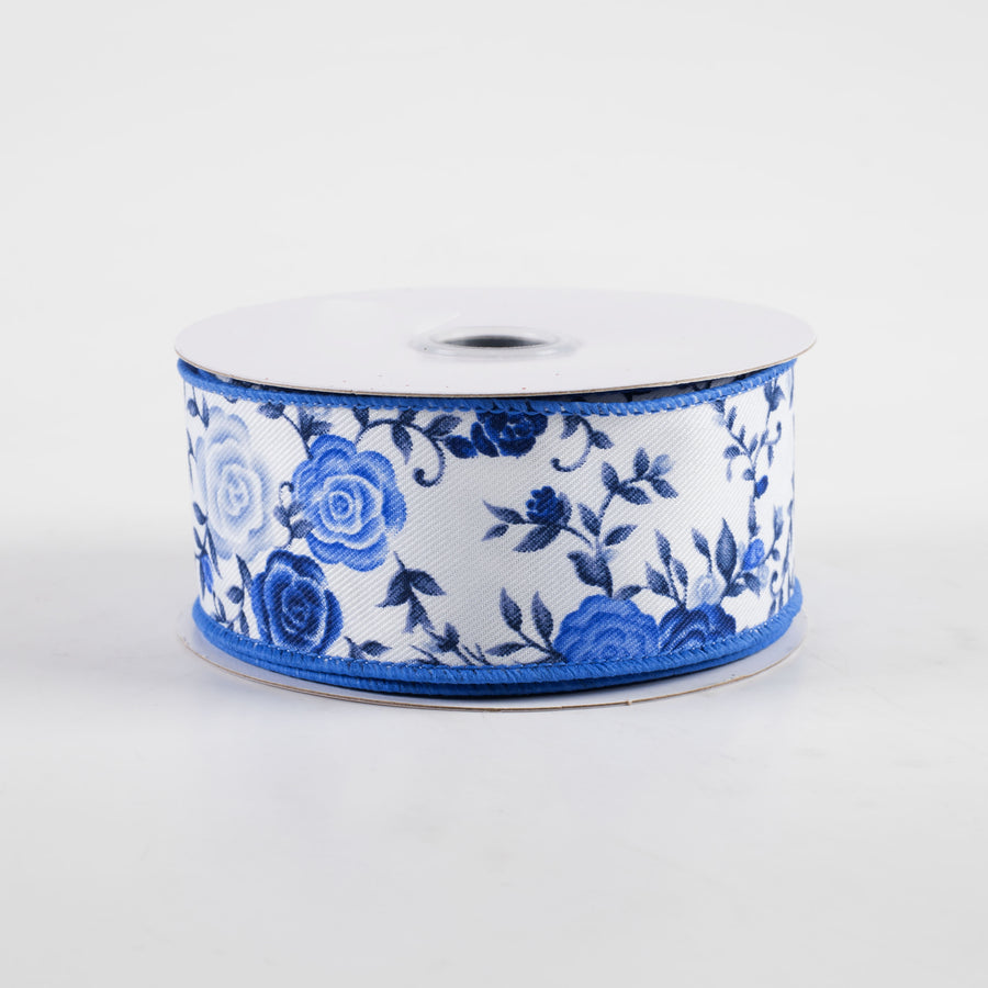 1.5" Mini Roses Ribbon: Blues (10 Yards)