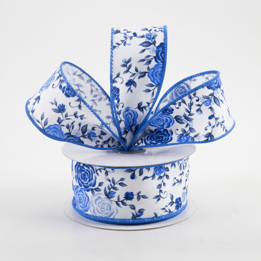 1.5" Mini Roses Ribbon: Blues (10 Yards) Lifestyle Photo