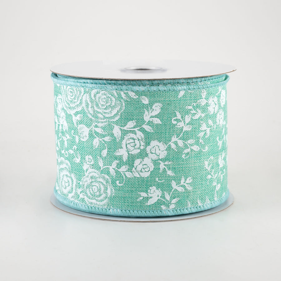 2.5" Mini Roses Ribbon: Dark Mint (10 Yards)