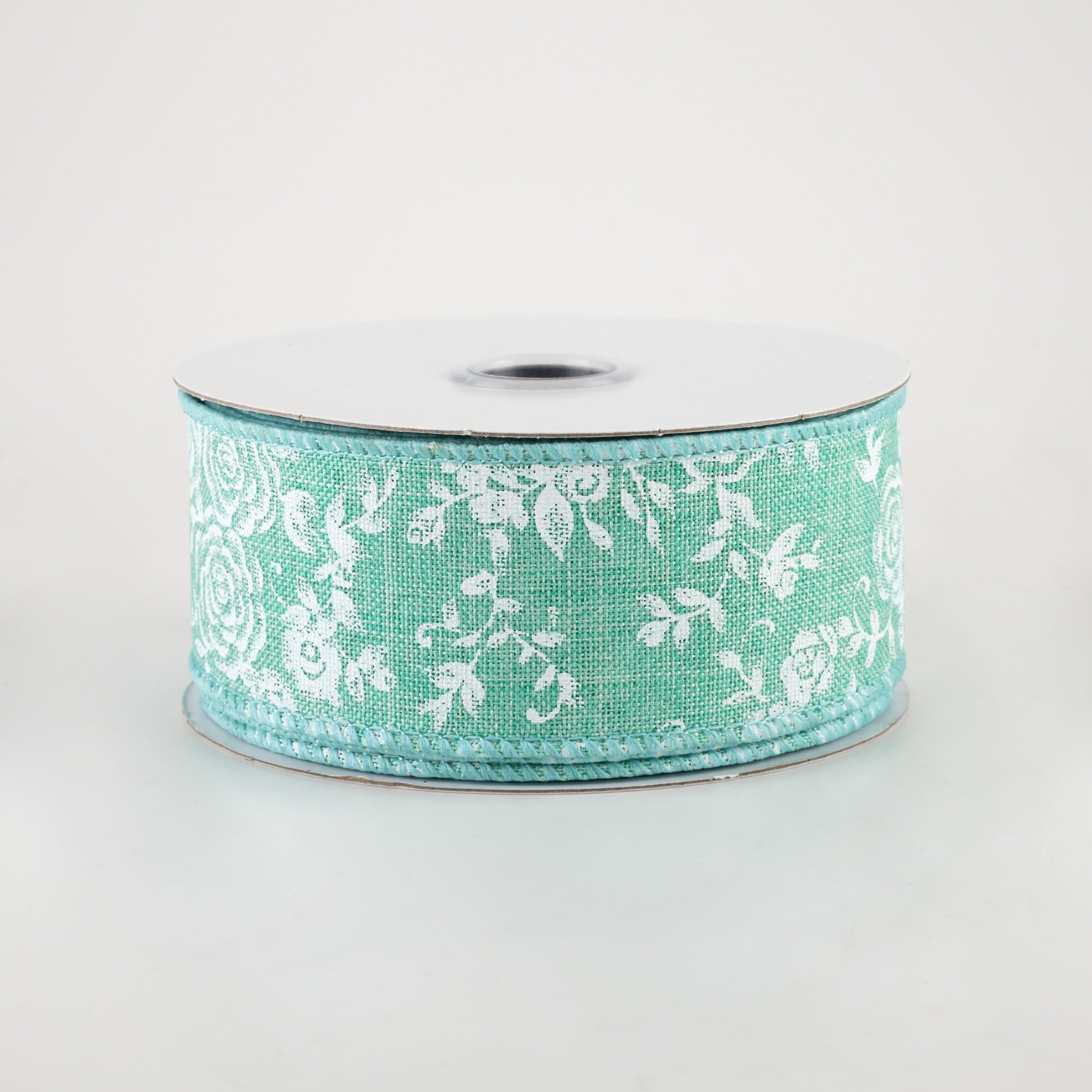 1.5" Mini Roses Ribbon: Dark Mint (10 Yards)