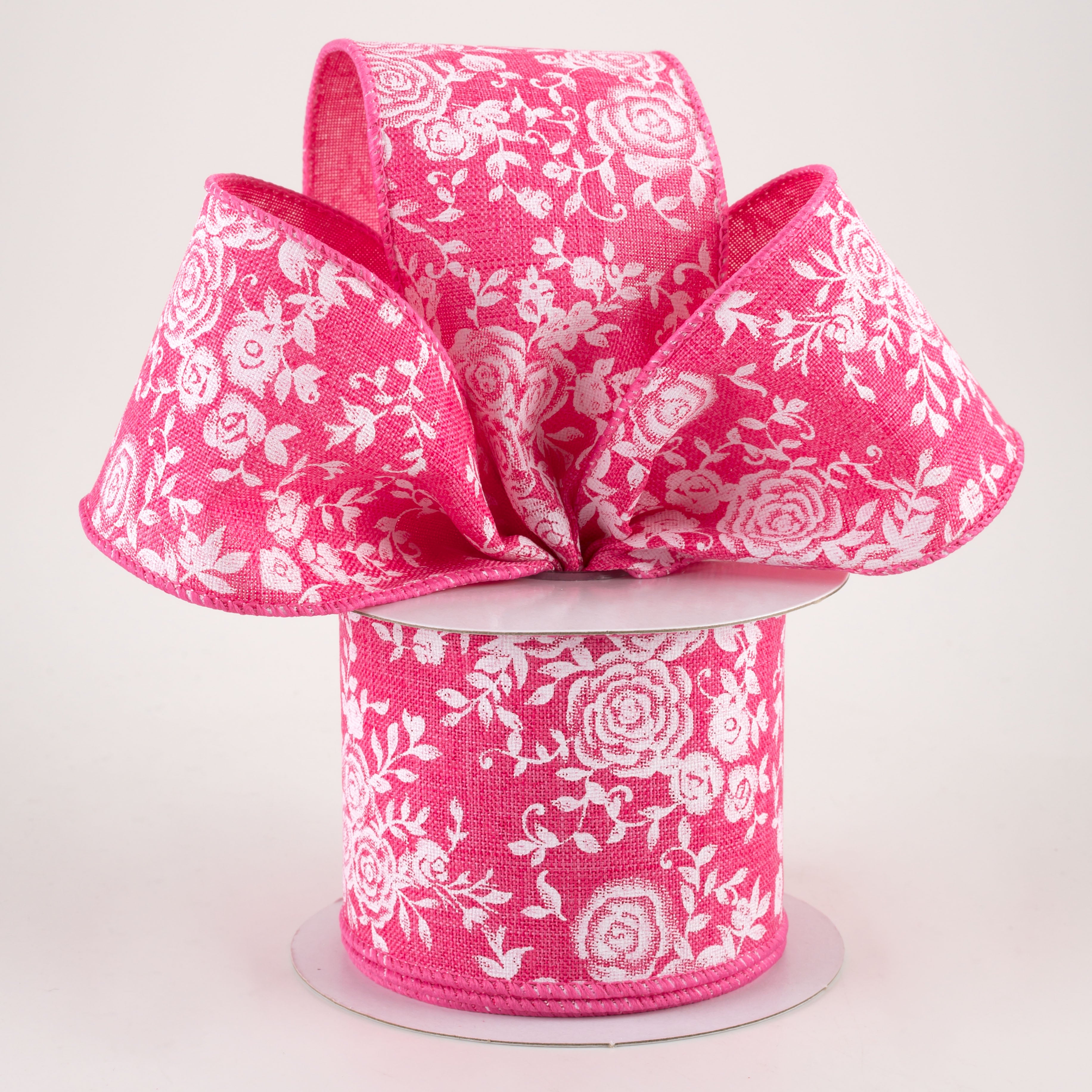 2.5" Mini Roses Ribbon: Hot Pink (10 Yards) Lifestyle Photo