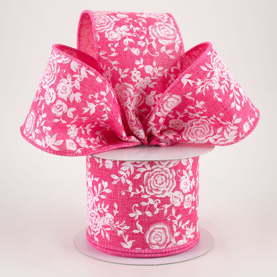 2.5" Mini Roses Ribbon: Hot Pink (10 Yards) Lifestyle Photo