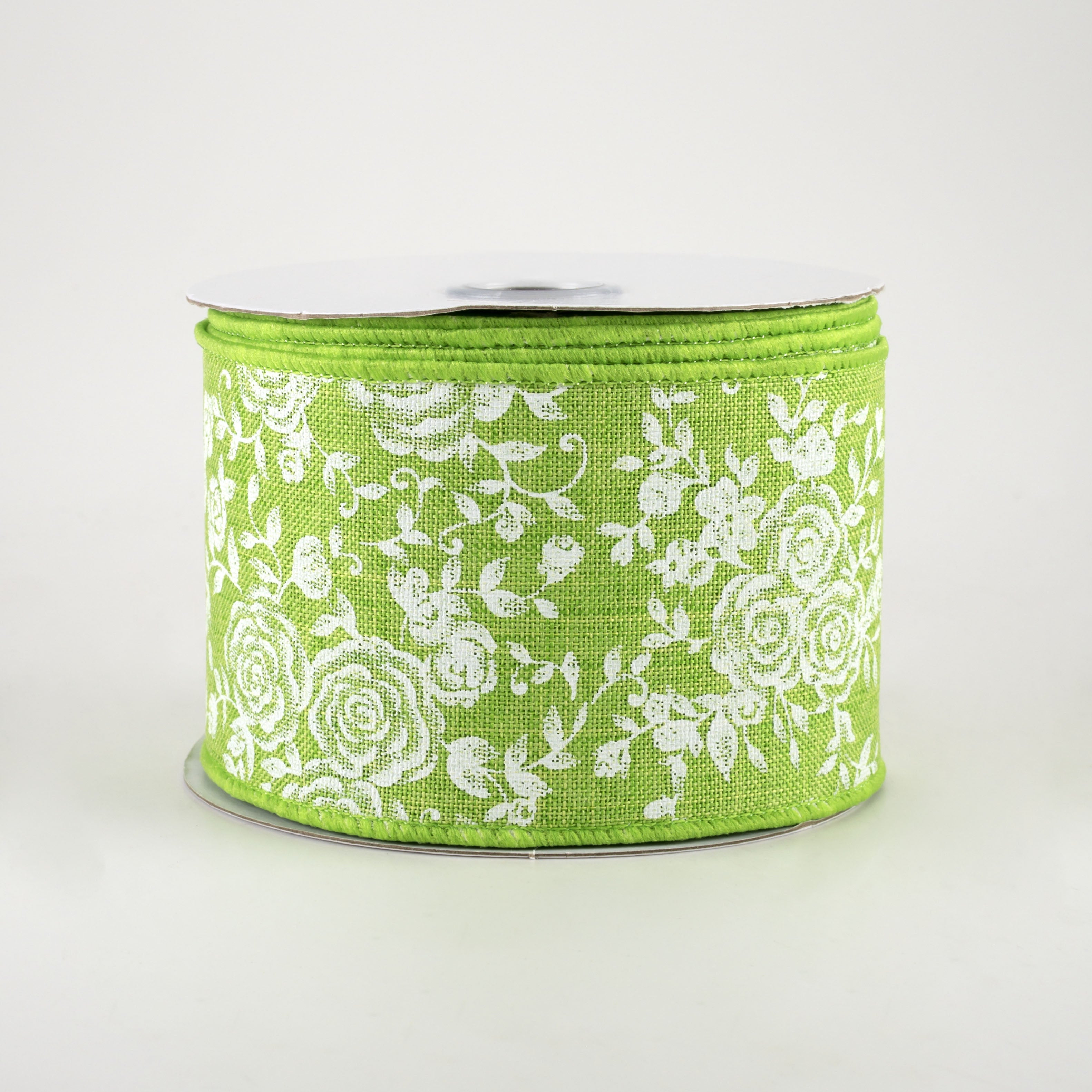 2.5" Mini Roses Ribbon: Lime Green (10 Yards)