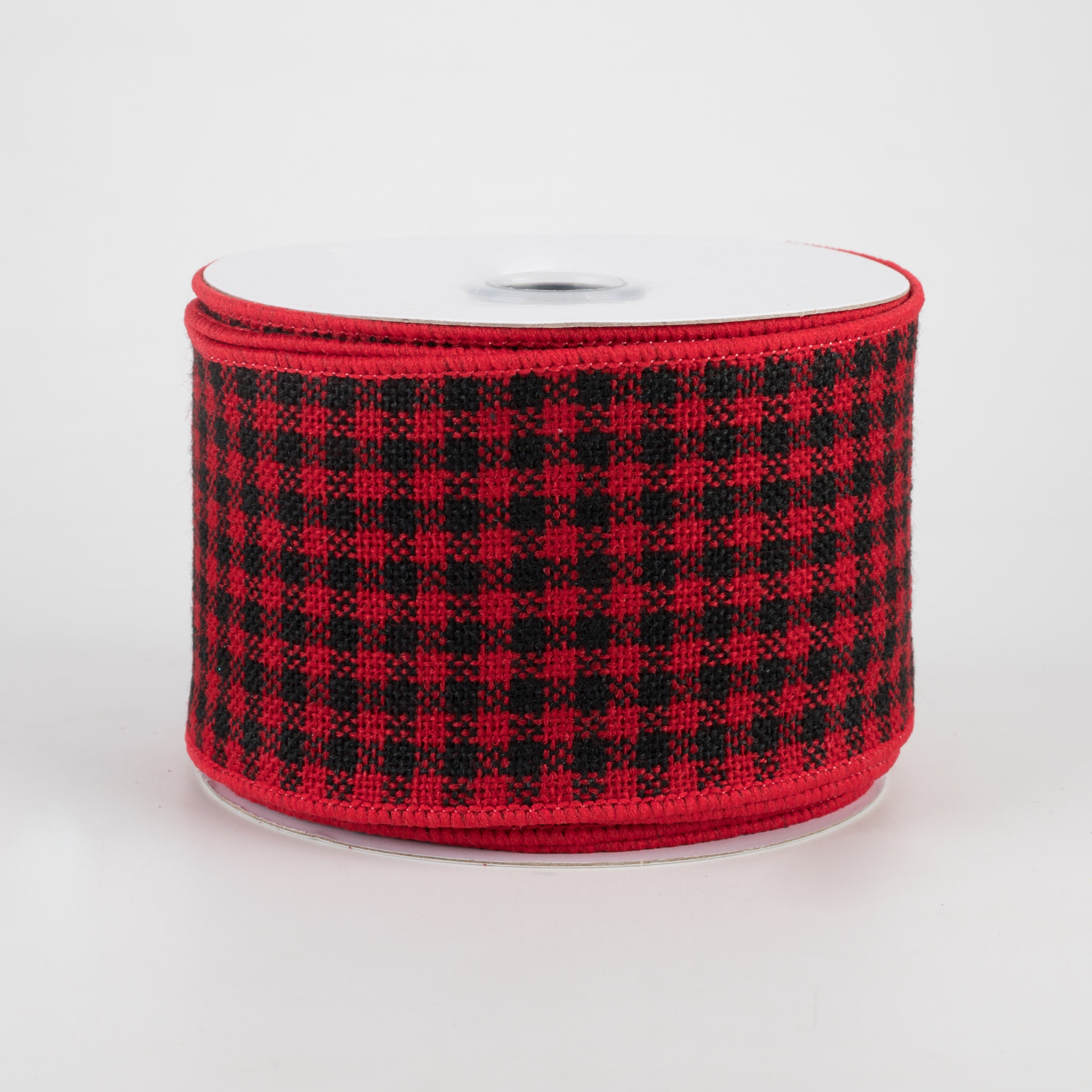 2.5" Mini Woven Check Ribbon: Red & Black (10 Yards)