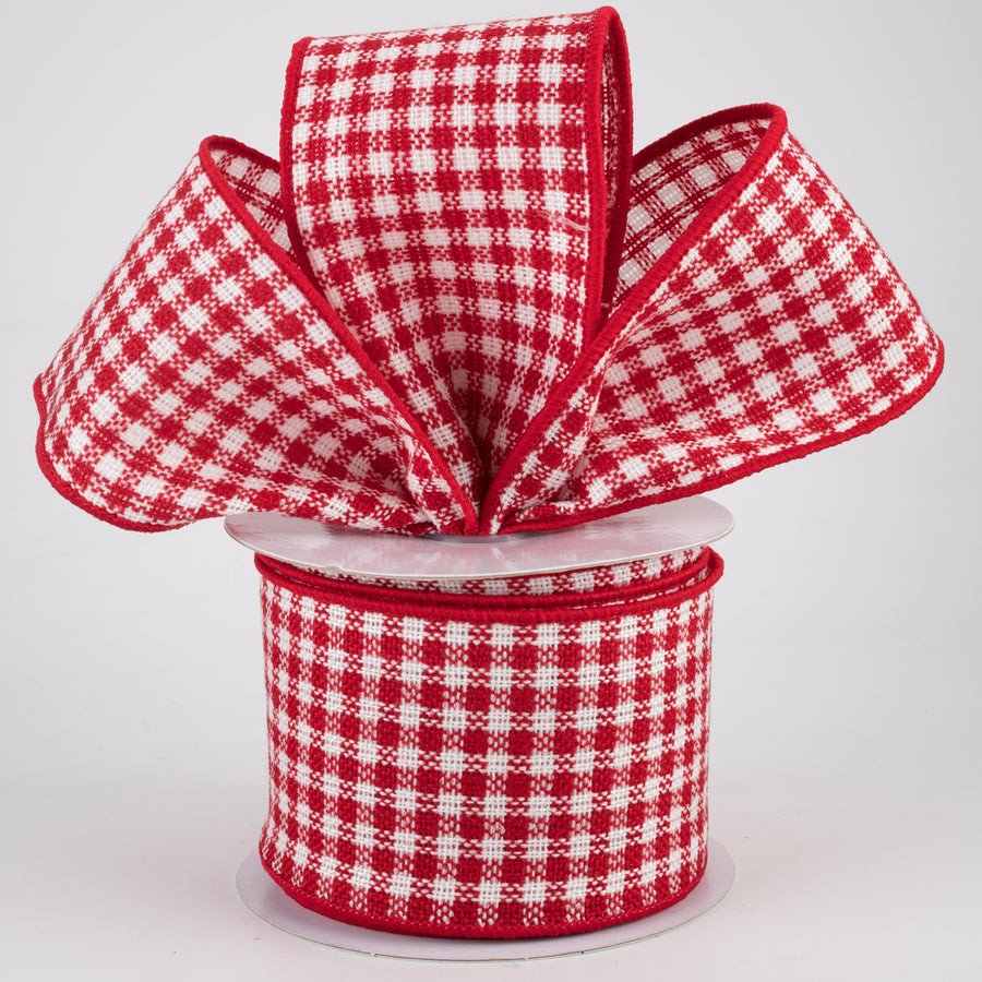 2.5" Mini Woven Check Ribbon: Red & White (10 Yards) Lifestyle Photo