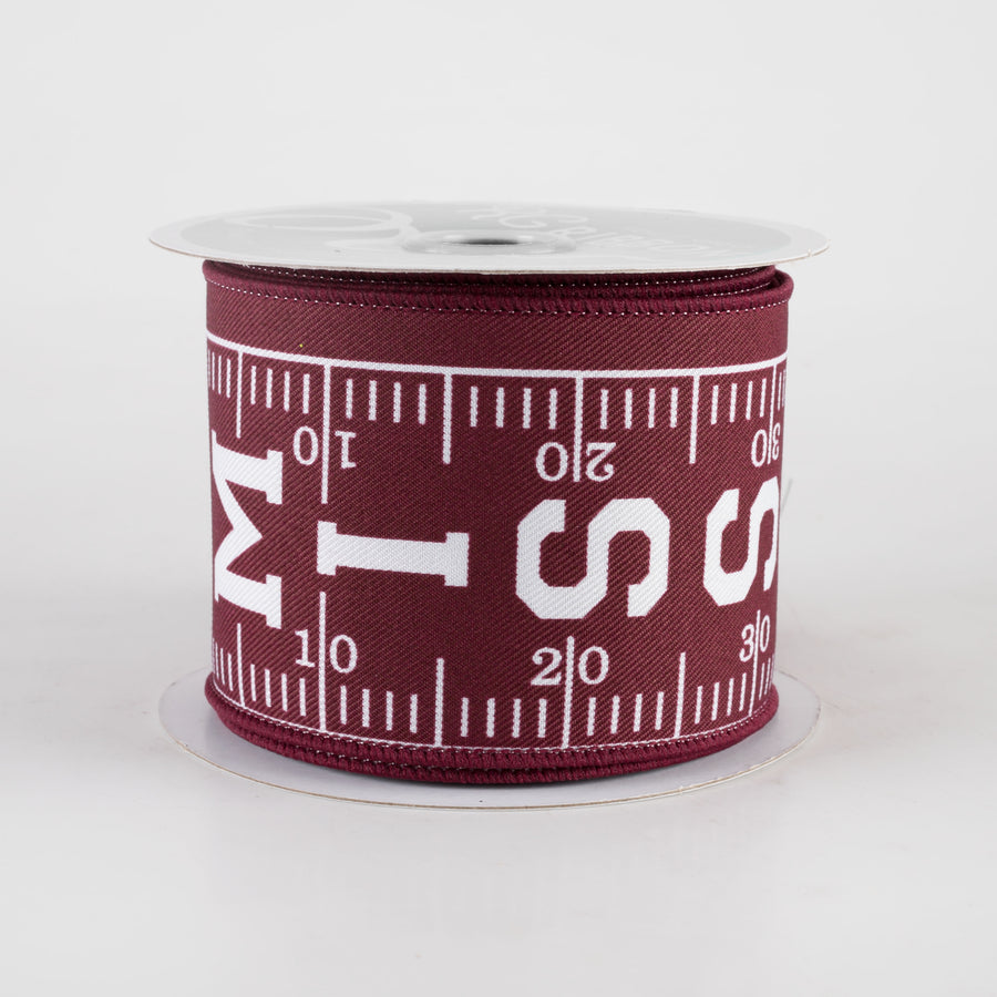 2.5" Mississippi Football Field Ribbon: Maroon & White (10 Yards)