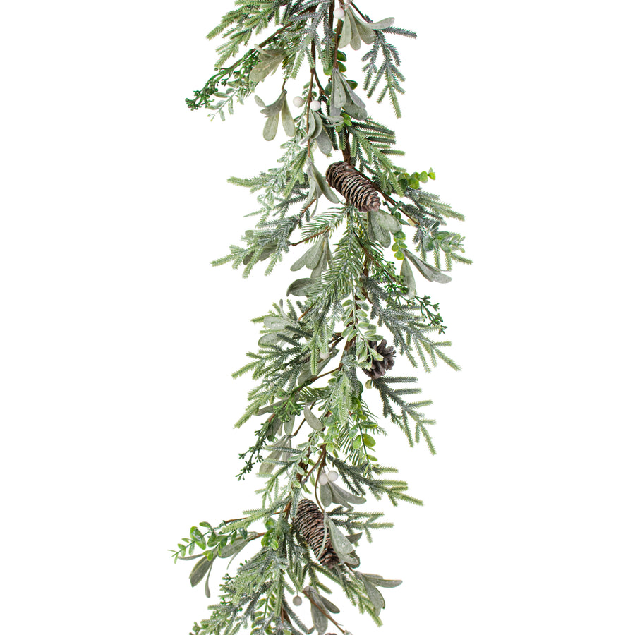 5' Mistletoe & Pine Mix Garland Item Number: 85311GA5