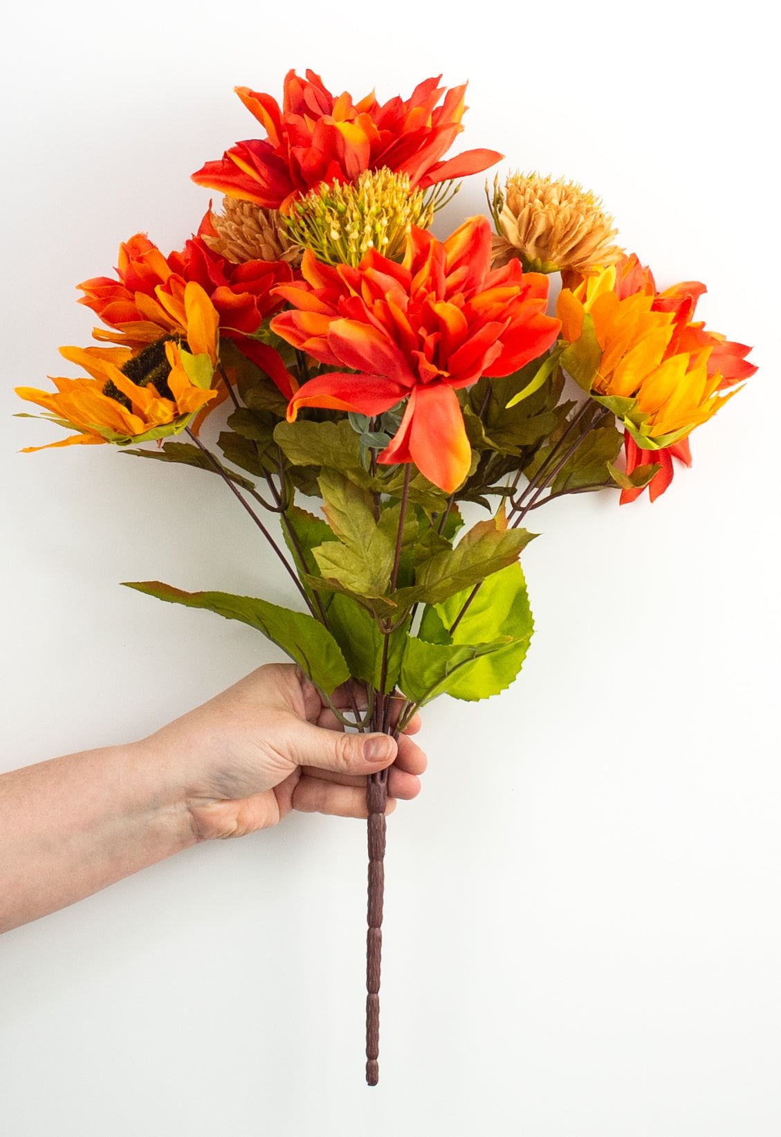 19" Mixed Dahlia Sunflower Bush: Orange & Gold detail photo 3