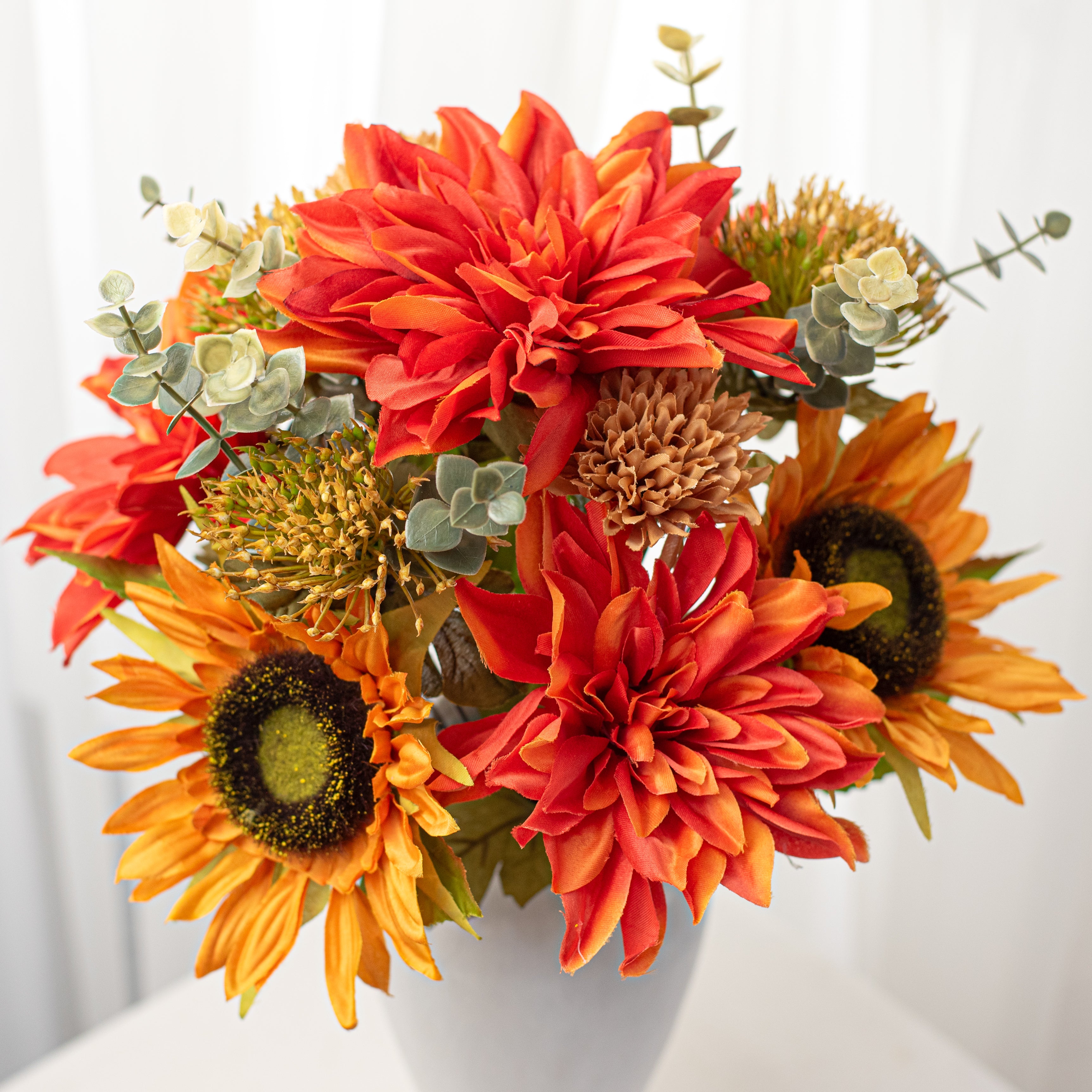 19" Mixed Dahlia Sunflower Bush: Orange & Gold Item Number: 83614-ORGOLD