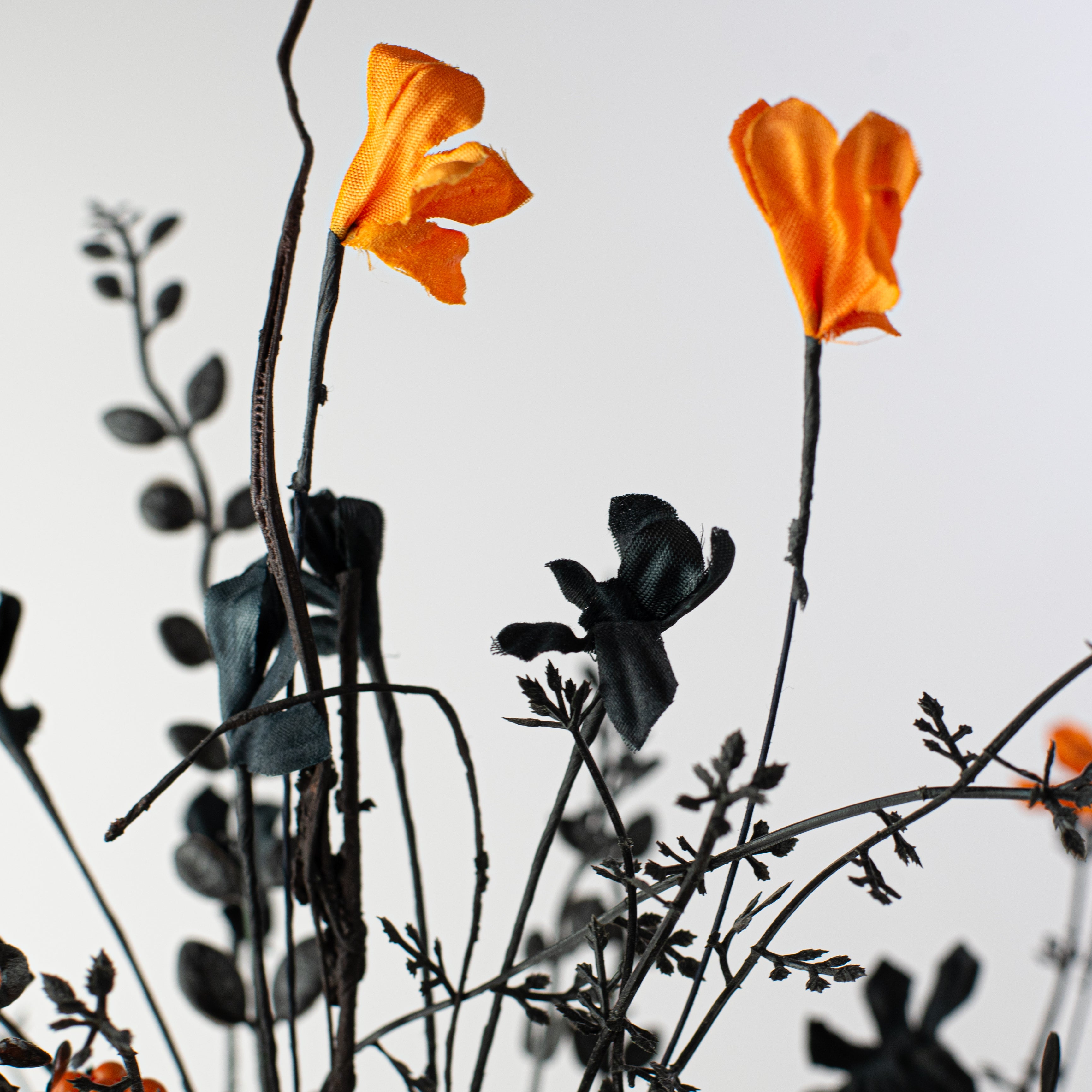24" Mixed Floral Filler Spray: Black & Orange detail photo 4