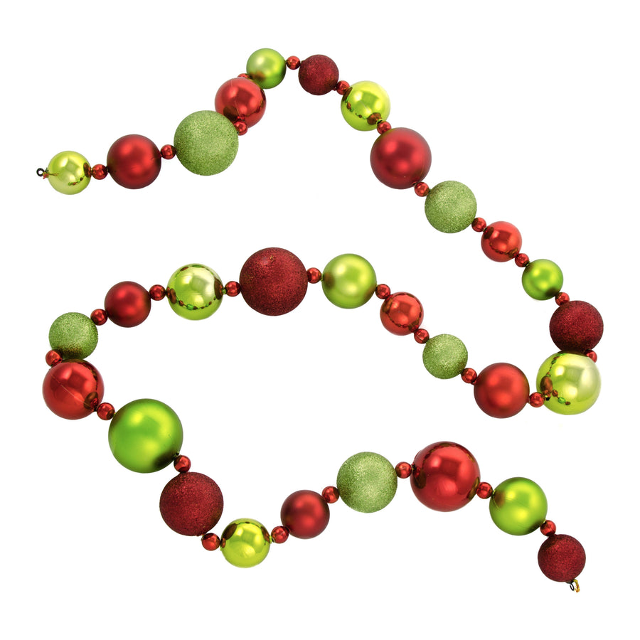 6' Mixed Metallic Glitter Ball Garland: Red & Lime Green Lifestyle Photo