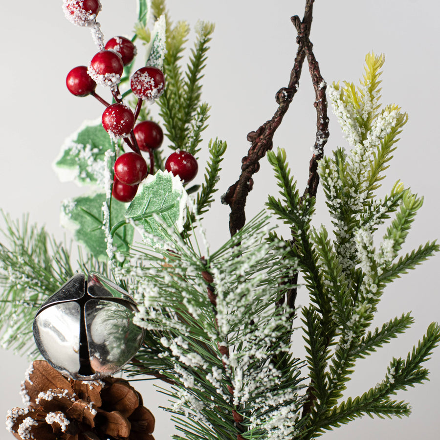 14" Mixed Pine, Berry & Jingle Bell Pick Lifestyle Photo