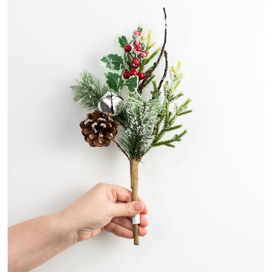 14" Mixed Pine, Berry & Jingle Bell Pick detail photo 3