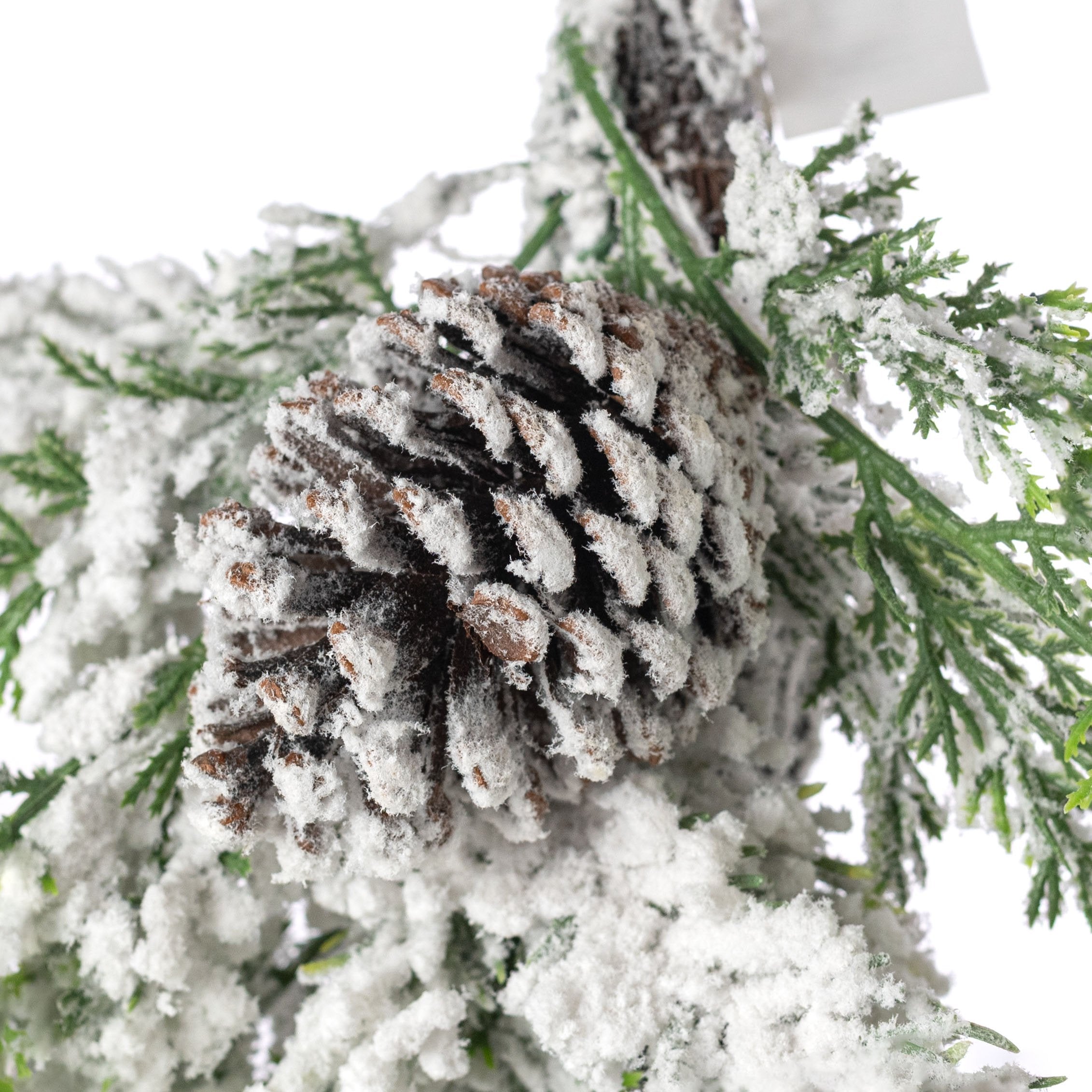 6' Mixed Pine, Pinecone & Cedar Garland: Flocked detail photo 5