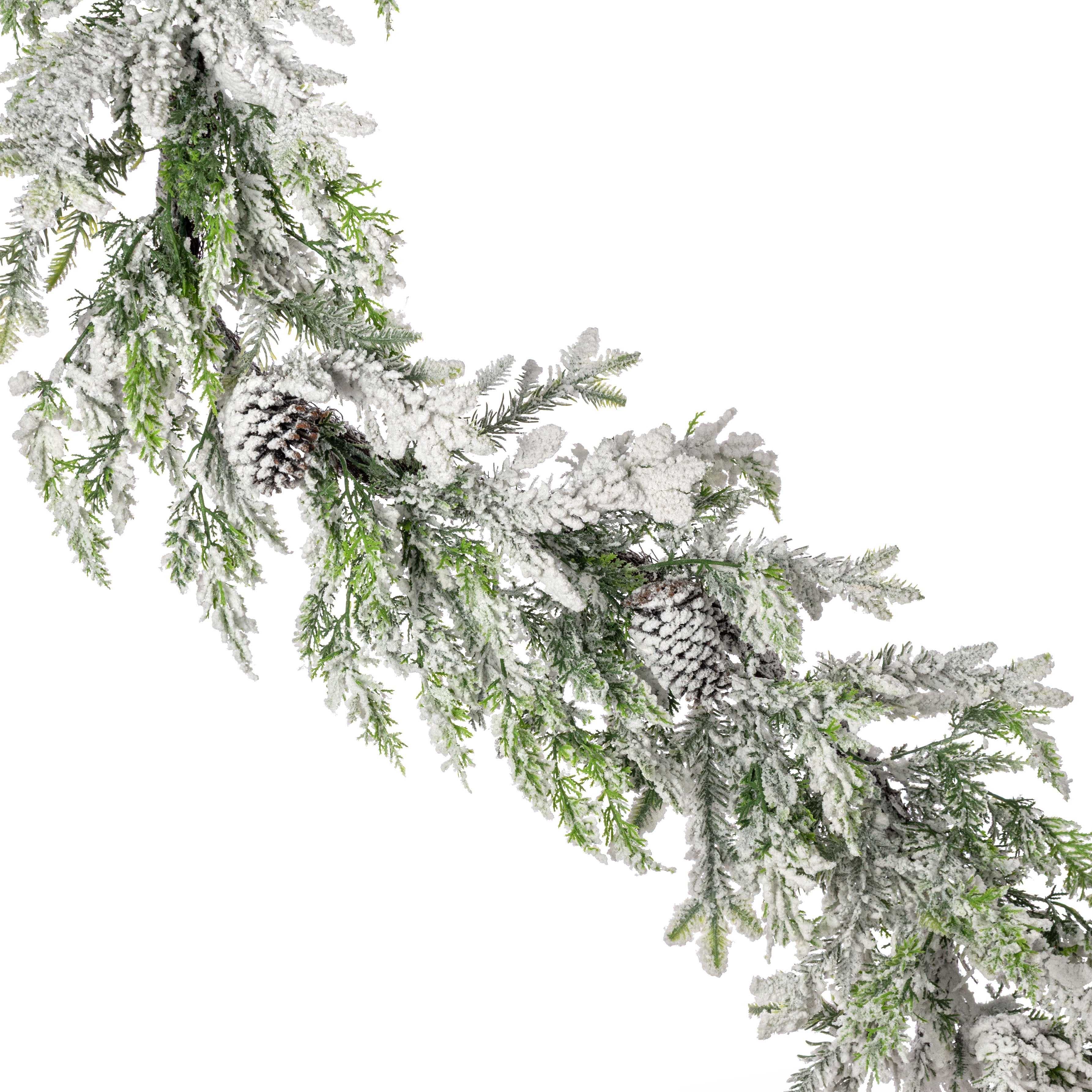 6' Mixed Pine, Pinecone & Cedar Garland: Flocked Item Number: 85927