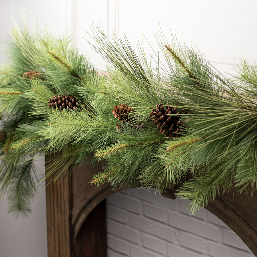 6' Mixed Pine & Pinecone Garland Lifestyle Photo