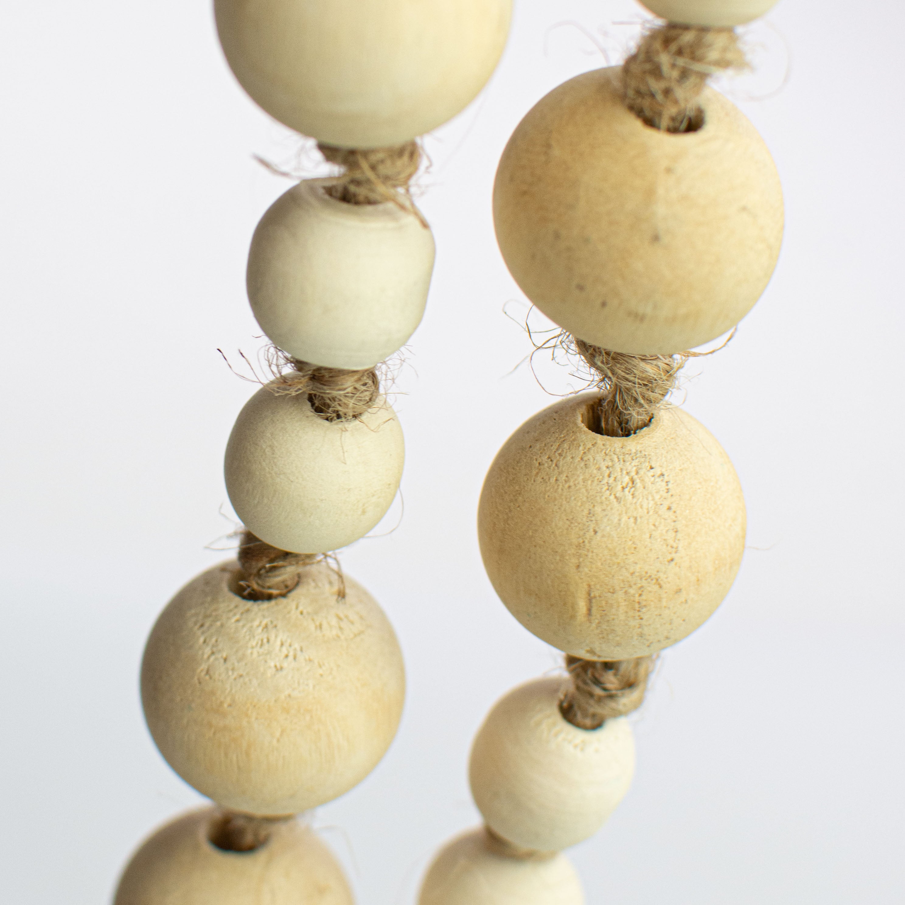 44" Mixed Wood Bead Garland: Bleached detail photo 3