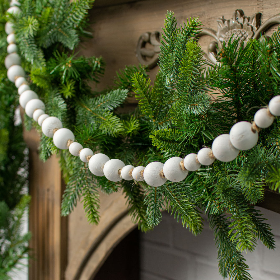 44" Mixed Wood Bead Garland: Whitewash Lifestyle Photo