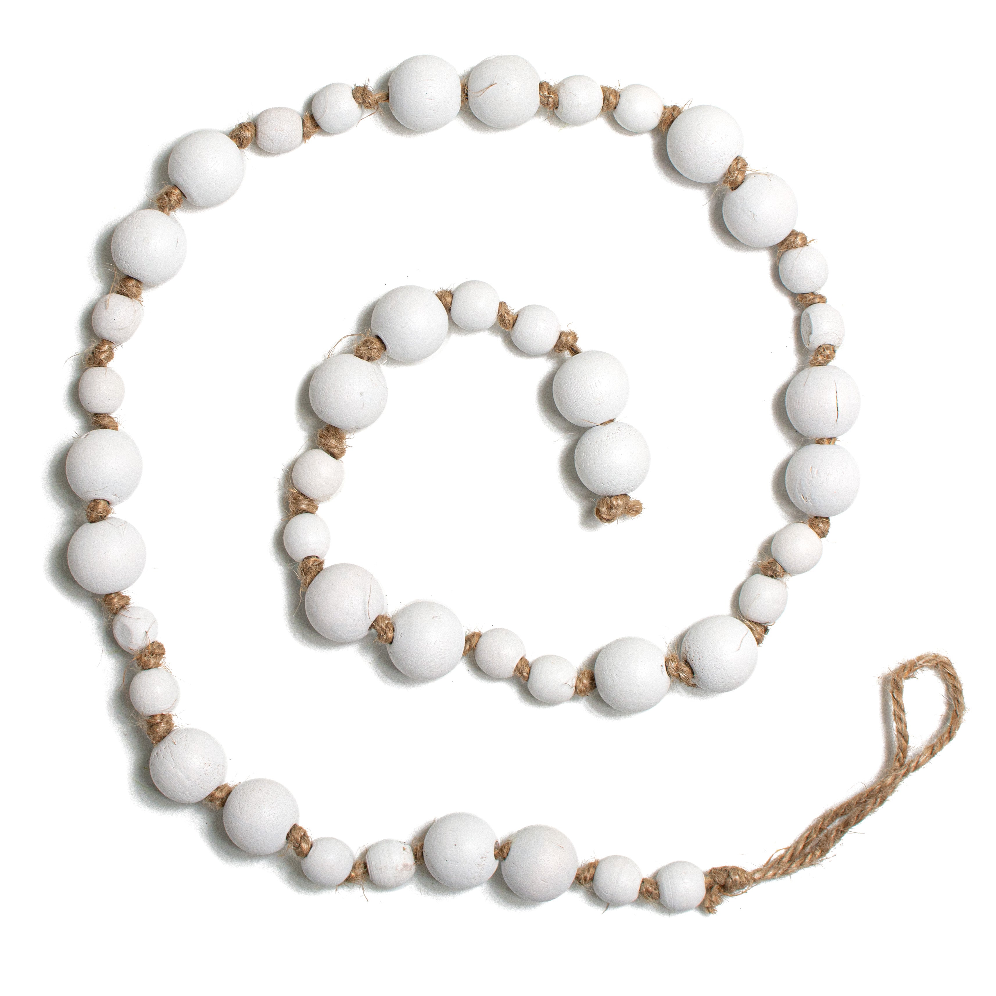 44" Mixed Wood Bead Garland: Whitewash Item Number: MZ197831