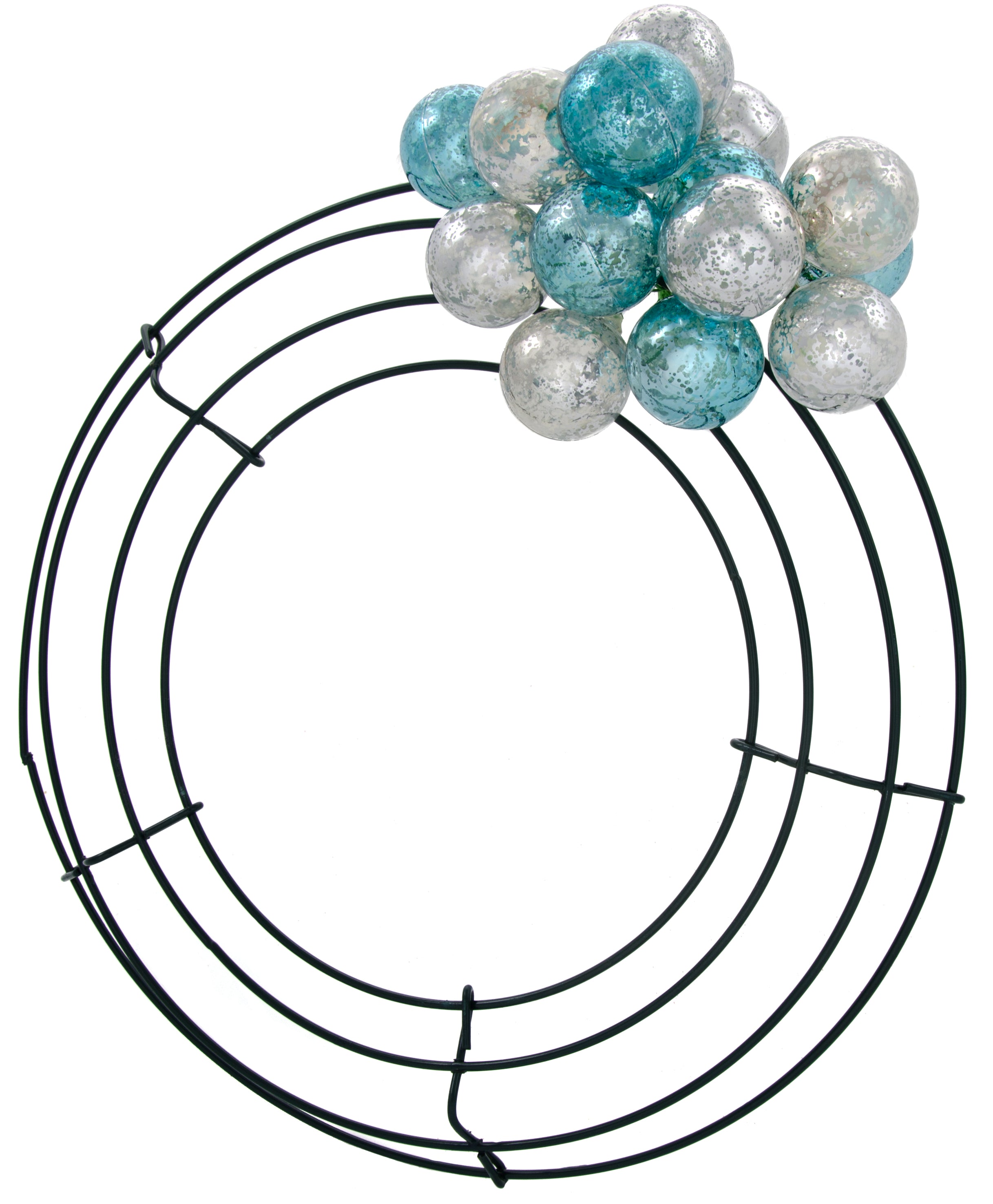 30MM Antique Look Ball Ornament On Wire: Mercury Silver (72) detail photo 4