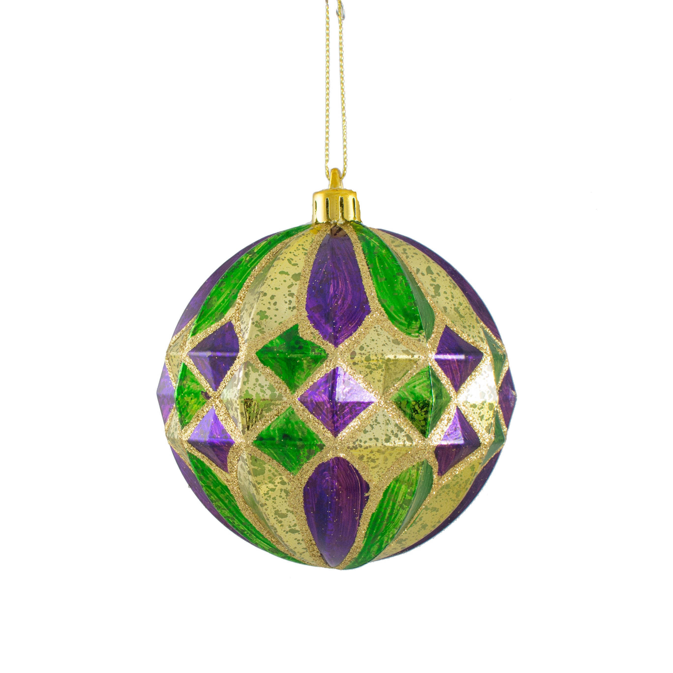 100MM Antique Stripe Diamond Ball: Mardi Gras