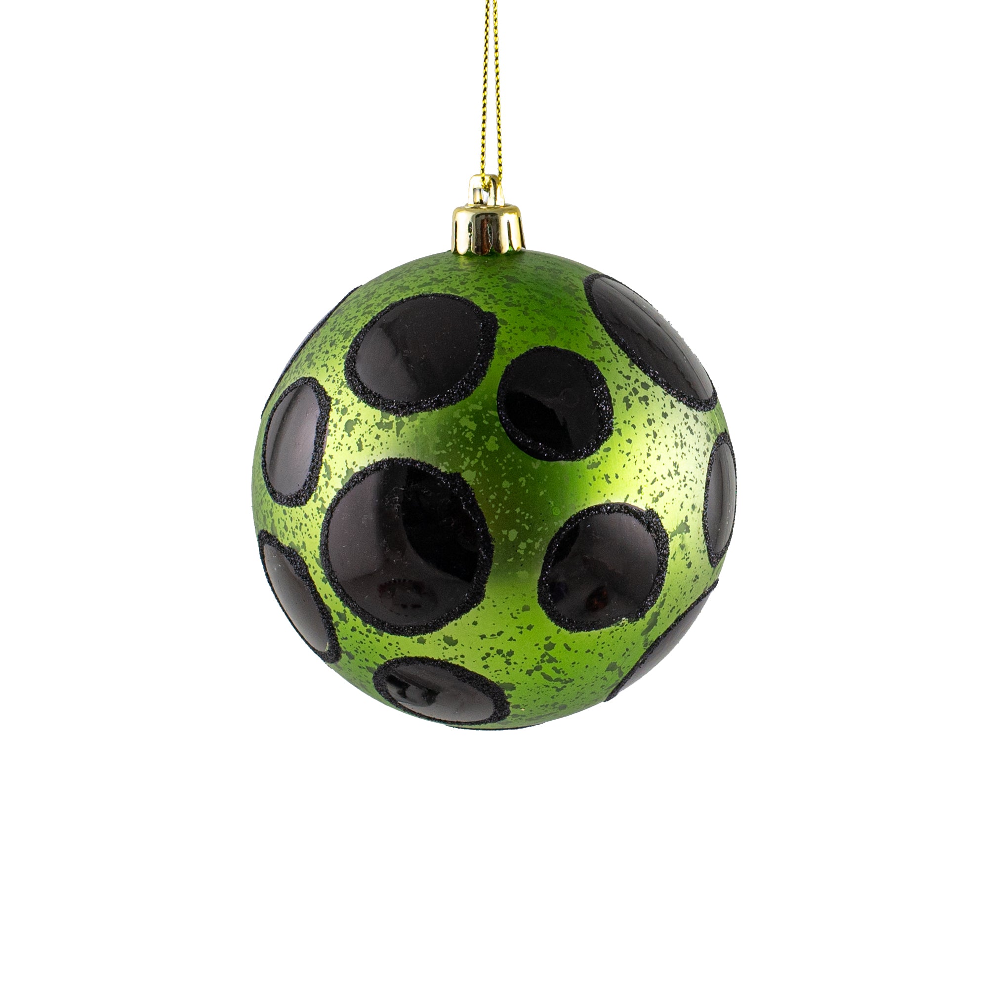 100mm Antiqued Dots Ornament: Lime Green & Black Item Number: XY8805J9