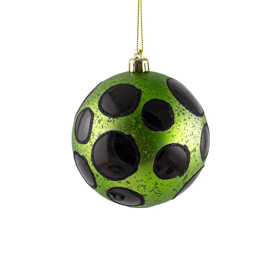 100mm Antiqued Dots Ornament: Lime Green & Black Item Number: XY8805J9