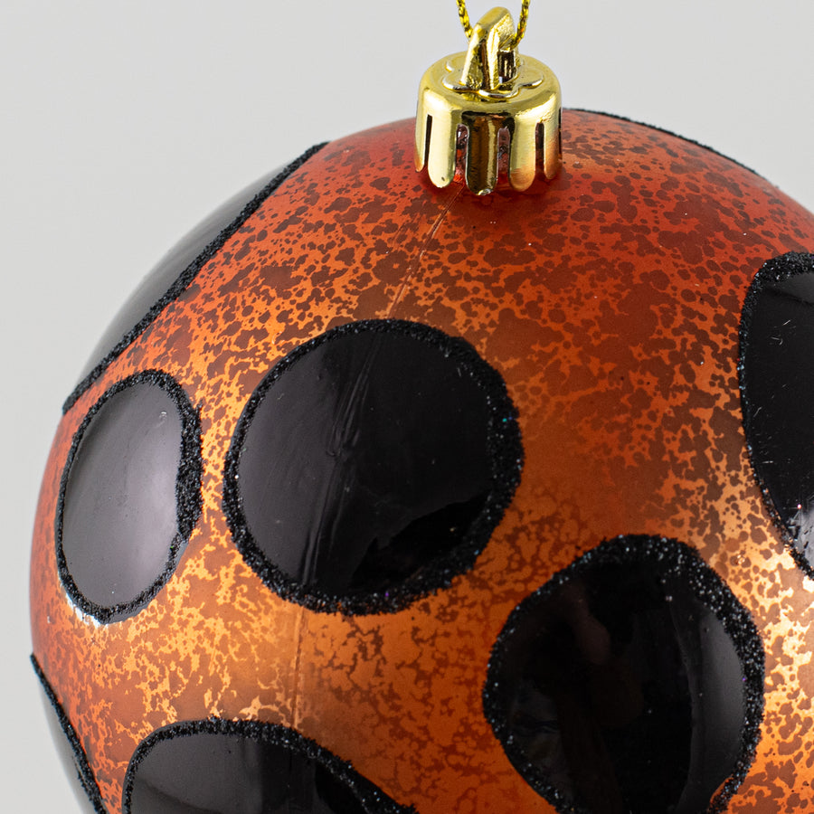 100mm Antiqued Dots Ornament: Orange & Black detail photo 3