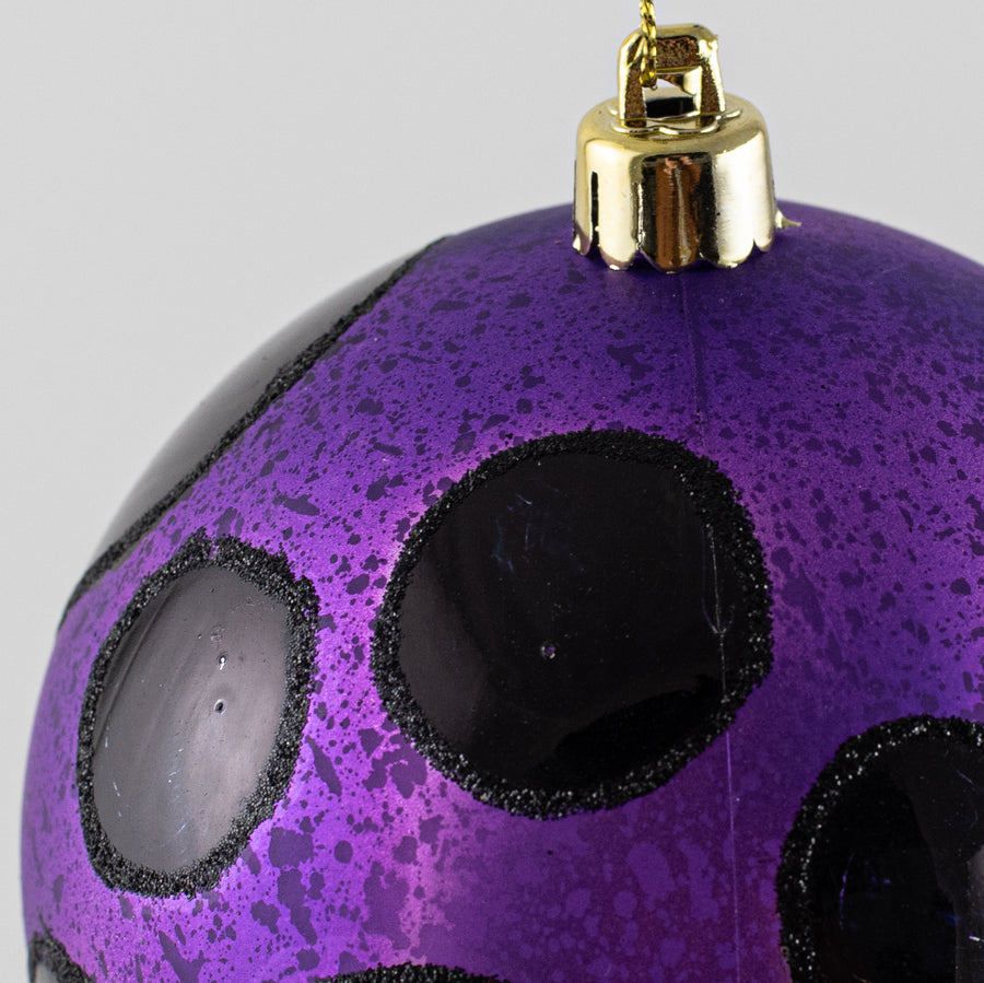 100mm Antiqued Dots Ornament: Purple & Black detail photo 3