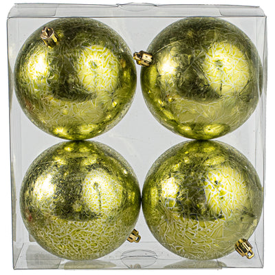 100MM Cracked Ice Ball Ornament: Apple Green (Box of 4) Item Number: 280239