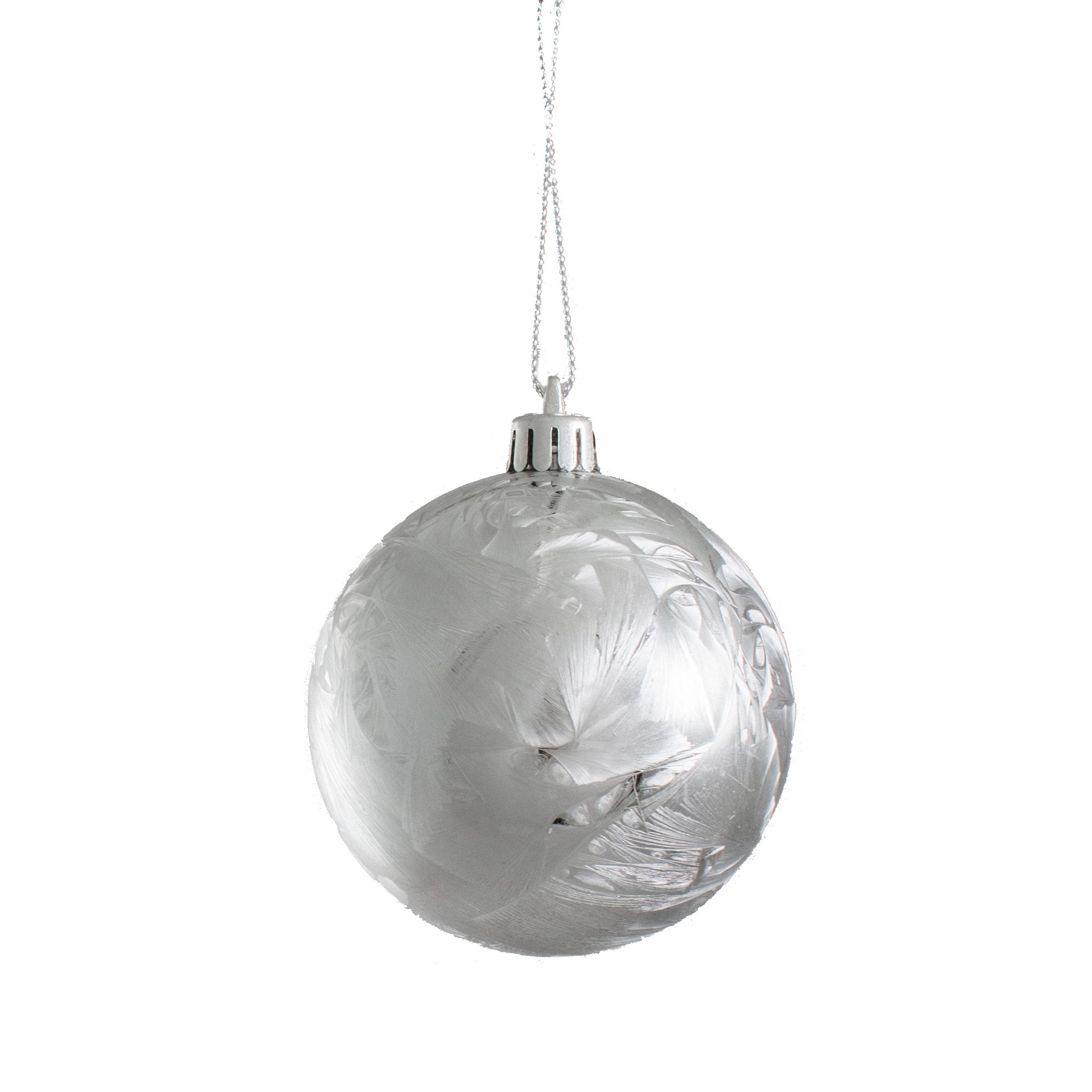 80MM Feather Smooth Ball Ornament: Silver Item Number: XH101726